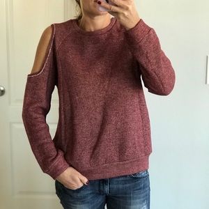 Burgundy Cold Shoulder Sweatshirt Large